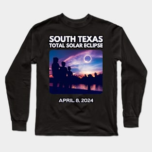 South Texas Front & Back Print Total Solar Eclipse 2024 Long Sleeve T-Shirt